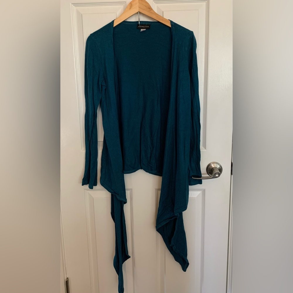 Athleta teal open cardigan sweater~ size S